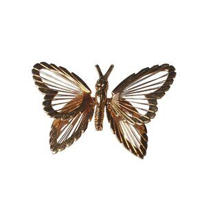 Monet Gold Tone Filigree Butterfly Brooch Pin Nature Fashion Vintage Jewelry